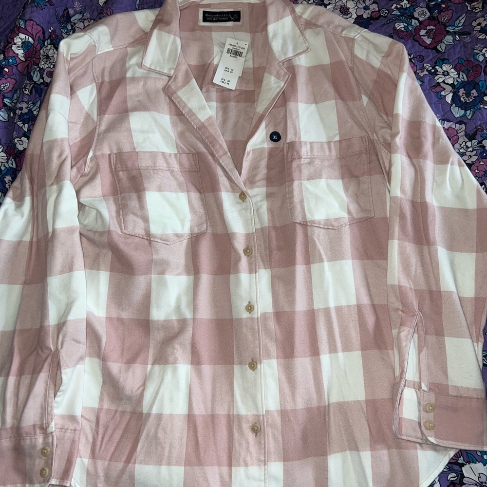 Abercrombie & Fitch Pink Plaid Flannel Shirt NWT XL